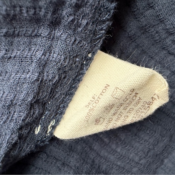 Mystree Navy Button Down Shirt with Drop Babydoll Waist Women’s Medium - Picture 3 of 7